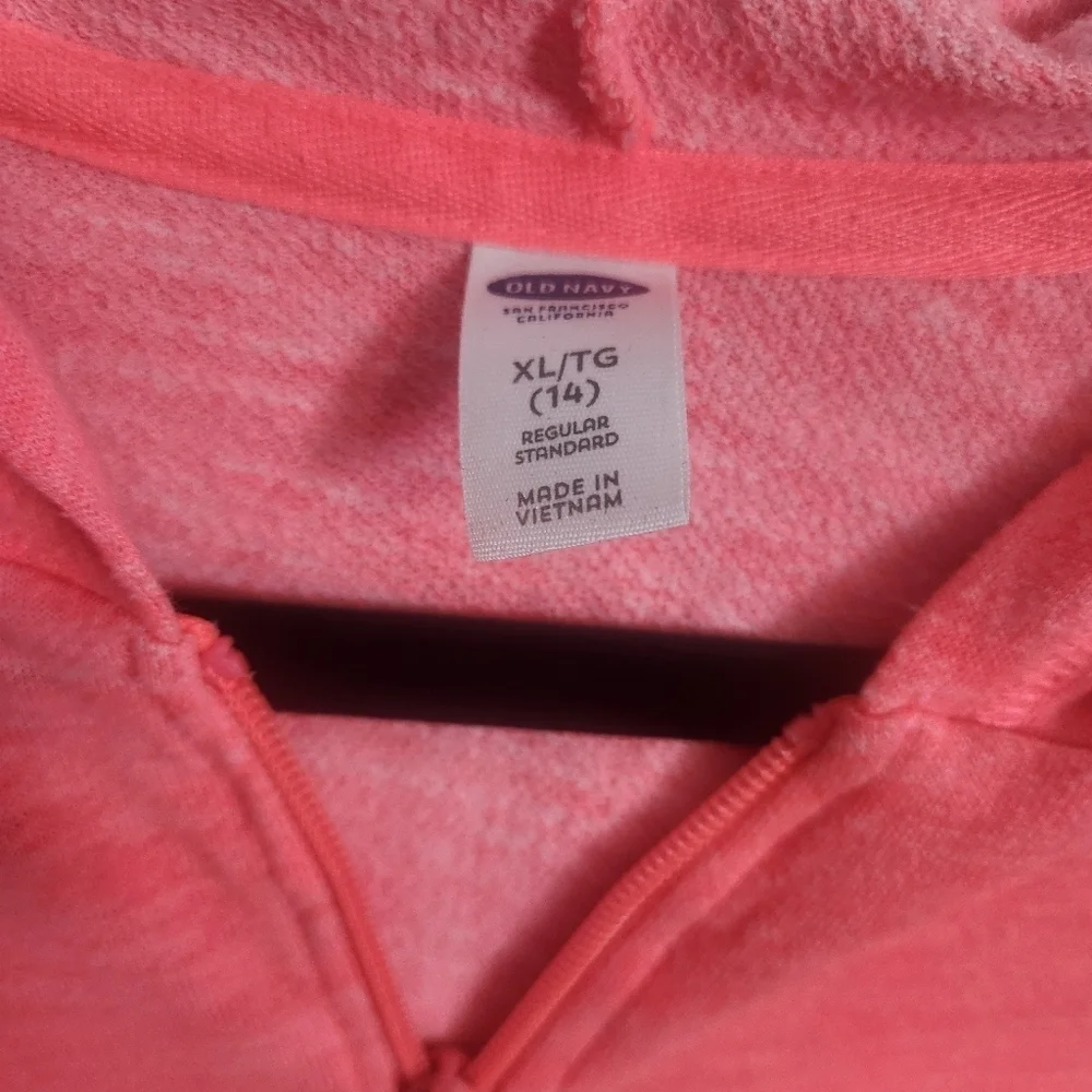 Old navy girls zip up hooded jacket. Size Extra large 14